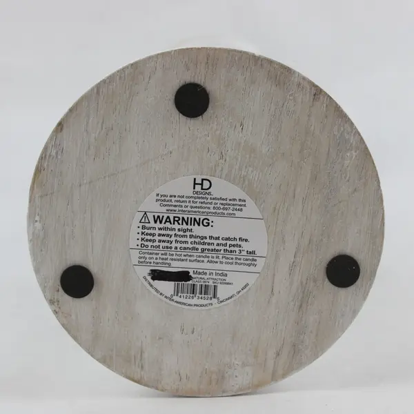 HD Designs White Distressed Finish Wooden Pillar Candle Holder 14"