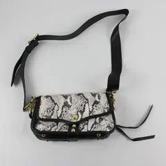 Aimee Kestenberg Black and Cream Snakeskin Embossed Leather Crossbody Bag