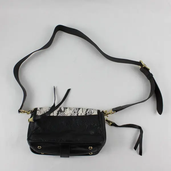 Aimee Kestenberg Black and Cream Snakeskin Embossed Leather Crossbody Bag