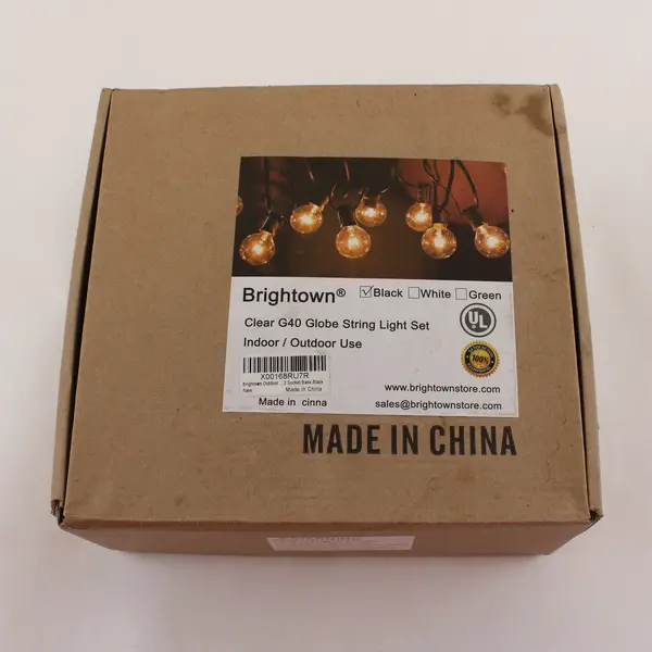 Brightown Clear G40 Globe String Light Set Indoor/Outdoor Black Cord 25 Bulbs
