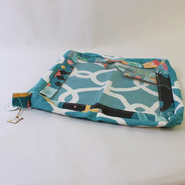 Handmade Fabric Storage Bag Clear Front Cat Sewing Craft Organizer