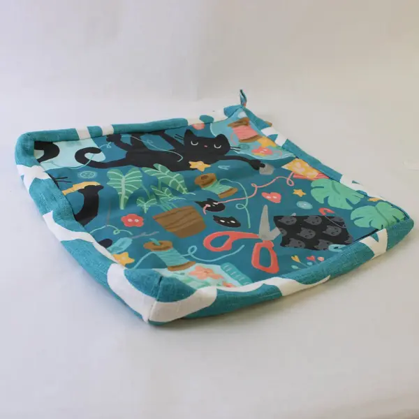 Handmade Fabric Storage Bag Clear Front Cat Sewing Craft Organizer