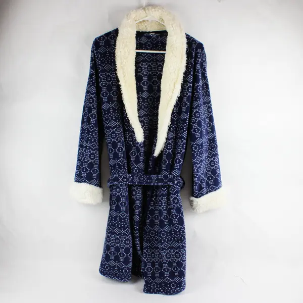 Ulta Beauty  Blue Belted Fleece Robe with Pockets Women's Size L/XL