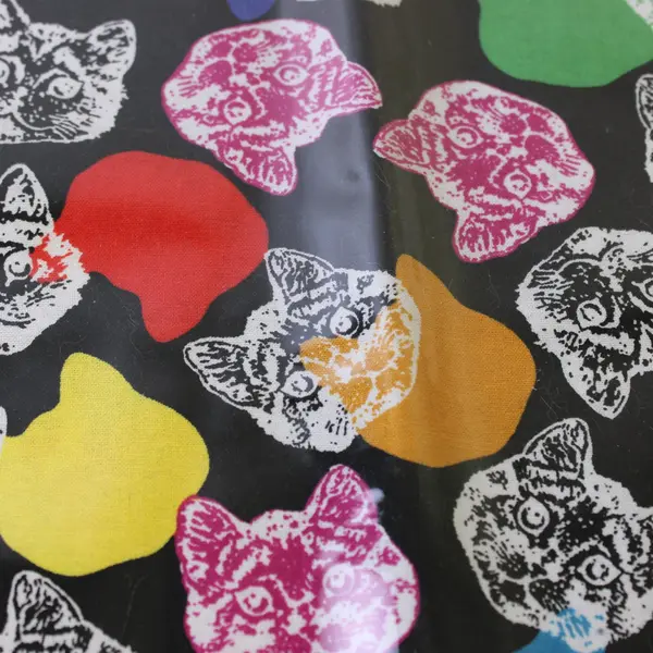 Handmade Fabric Storage Bag Sewing Craft Supplies Clear Front Cats