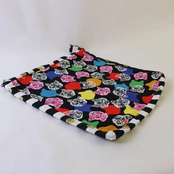 Handmade Fabric Storage Bag Sewing Craft Supplies Clear Front Cats