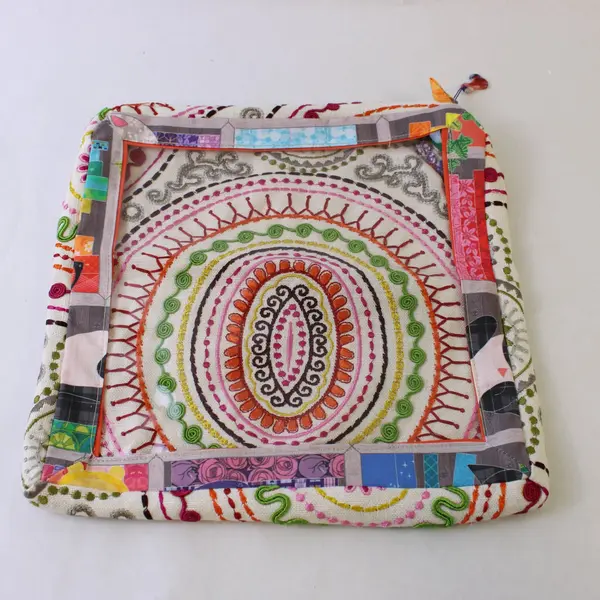 Handmade Fabric Sewing Storage Bag Clear Front Panel Cat Charm