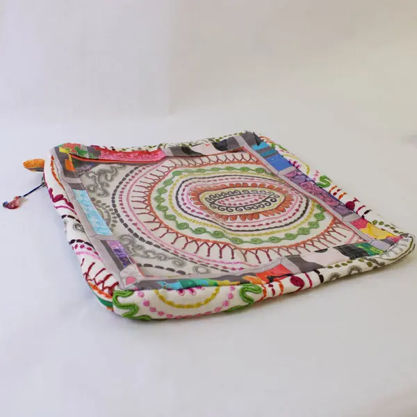 Handmade Fabric Sewing Storage Bag Clear Front Panel Cat Charm
