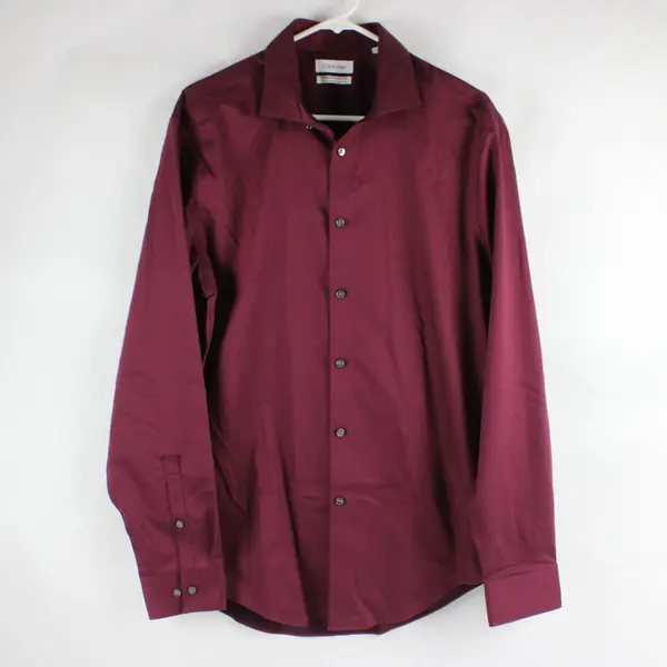 Calvin Klein Infinite Wrinkle Free Slim Fit Burgundy Button Up Long Sleeve L