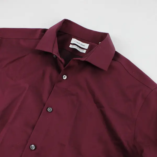 Calvin Klein Infinite Wrinkle Free Slim Fit Burgundy Button Up Long Sleeve L