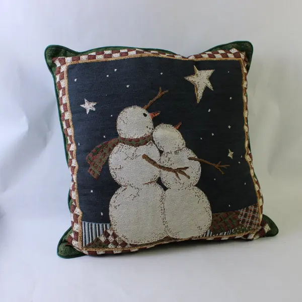 Lot Of 2 Newport/Unbranded Square Throw Pillows  Multicolor Snowman 17" & 15.5"