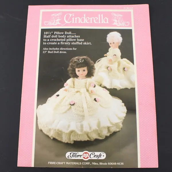 Fibre Craft Cinderella FCM163 Pillow Doll & Bed Doll Dress Crochet Pattern
