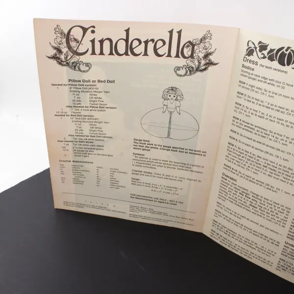 Fibre Craft Cinderella FCM163 Pillow Doll & Bed Doll Dress Crochet Pattern