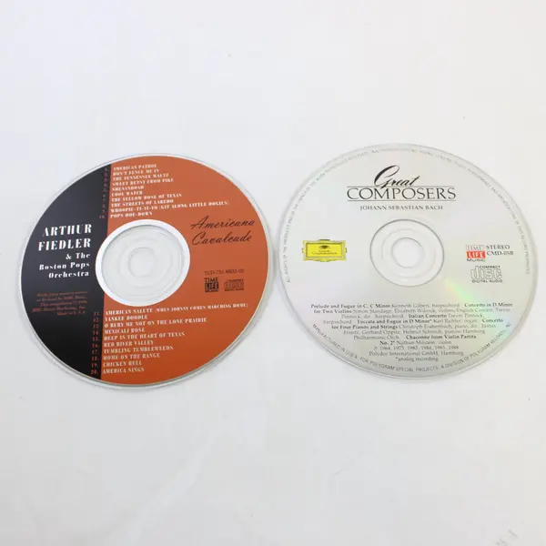 Lot of 2 CDs Arthur Fiedler Boston Pops Americana Cavalcade Bach Great Composers