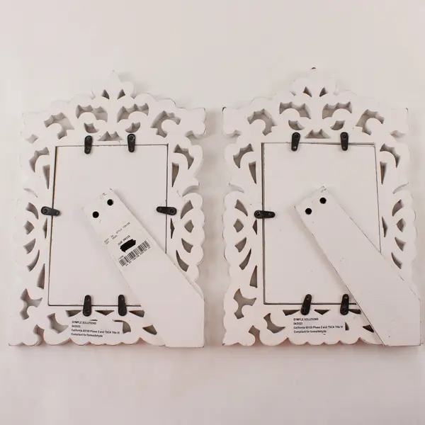 Lot of 2 Simple Solutions Ornate White Photo Frames 5"x7" Shabby Chic, Desk Top 