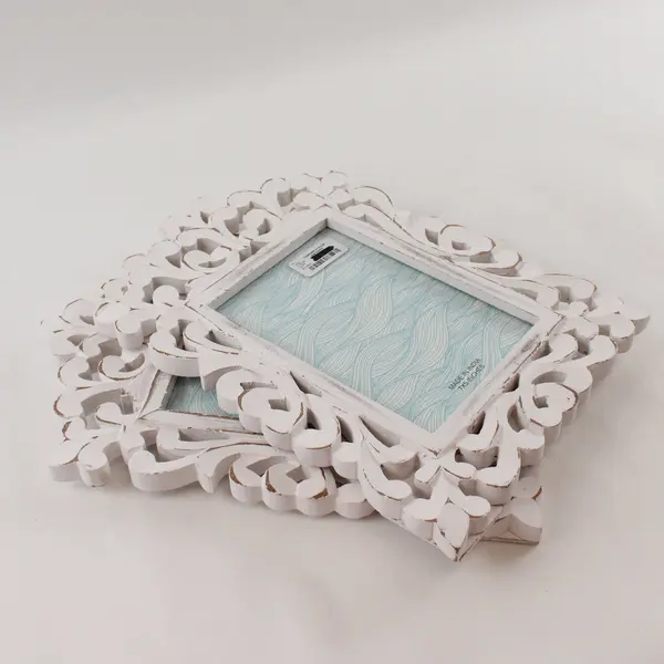 Lot of 2 Simple Solutions Ornate White Photo Frames 5"x7" Shabby Chic, Desk Top 