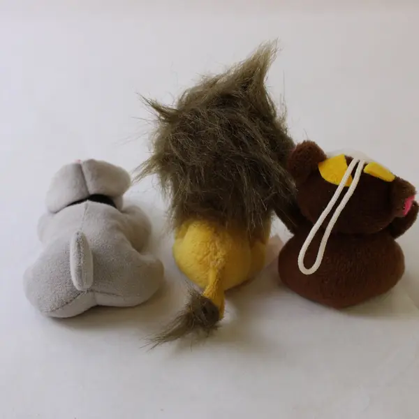 Lot of 3 Small Plush Toys Unbranded Cow and Dog and TY Louie the Lion