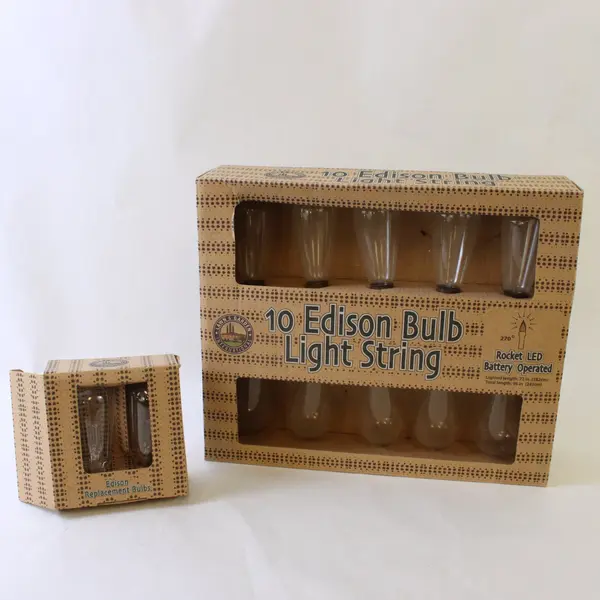 Rocket LED 10 Edison Bulb Warm White Light String W/ 2 Replacement Bulbs