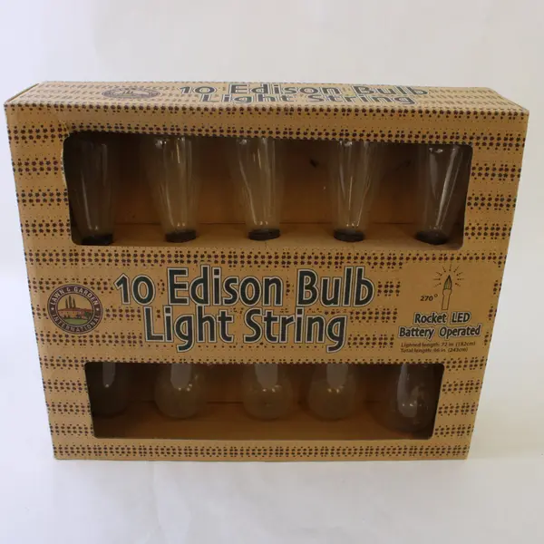Rocket LED 10 Edison Bulb Warm White Light String W/ 2 Replacement Bulbs