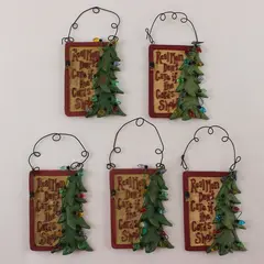 Lot 5 Matching Christmas Tree Decorations-Real Men Don't Care if the Cords Show!