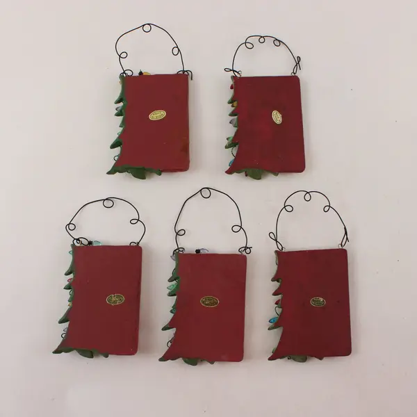 Lot 5 Matching Christmas Tree Decorations-Real Men Don't Care if the Cords Show!
