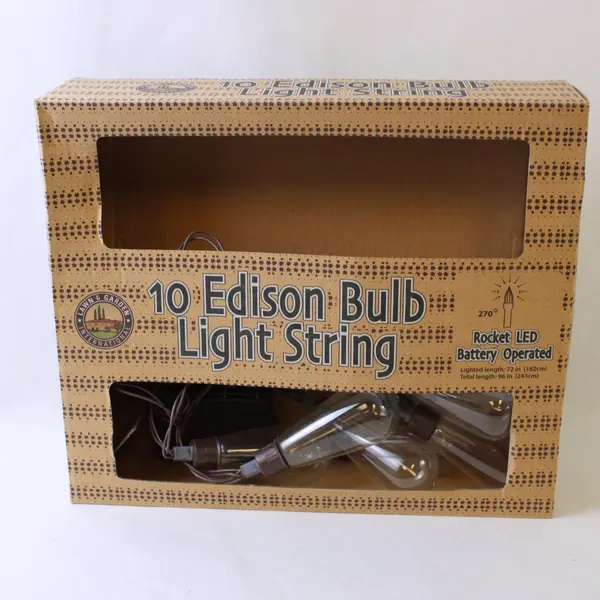 Rocket LED 10 Edison Bulb Warm White Light String W/ 7 Glass Bulb Covers