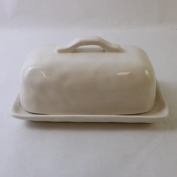 LTD Commodities LLC White Ceramic "Butter" Butter Dish & Matching Lid 8" Long