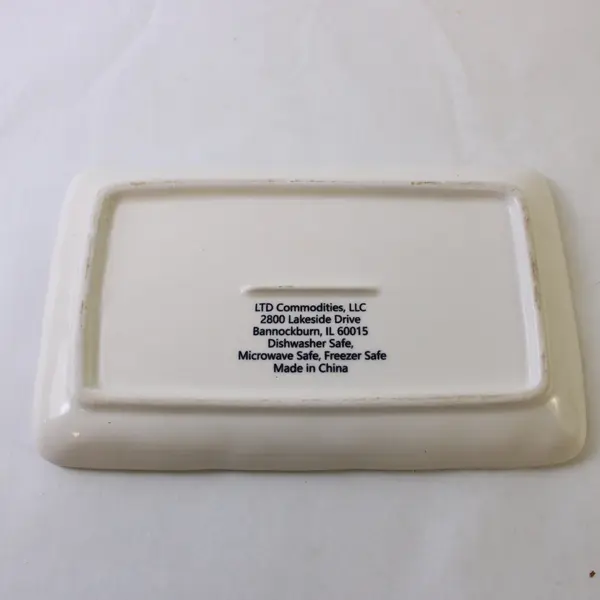LTD Commodities LLC White Ceramic "Butter" Butter Dish & Matching Lid 8" Long