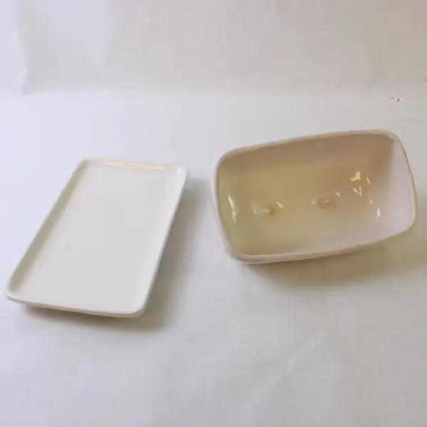 LTD Commodities LLC White Ceramic "Butter" Butter Dish & Matching Lid 8" Long