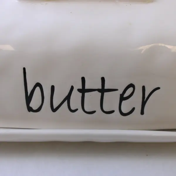 LTD Commodities LLC White Ceramic "Butter" Butter Dish & Matching Lid 8" Long