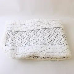 Quilted Rectangular Pillow Sham White Gray Geometric Design 25'' x 18.5''
