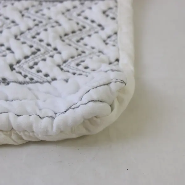 Quilted Rectangular Pillow Sham White Gray Geometric Design 25'' x 18.5''