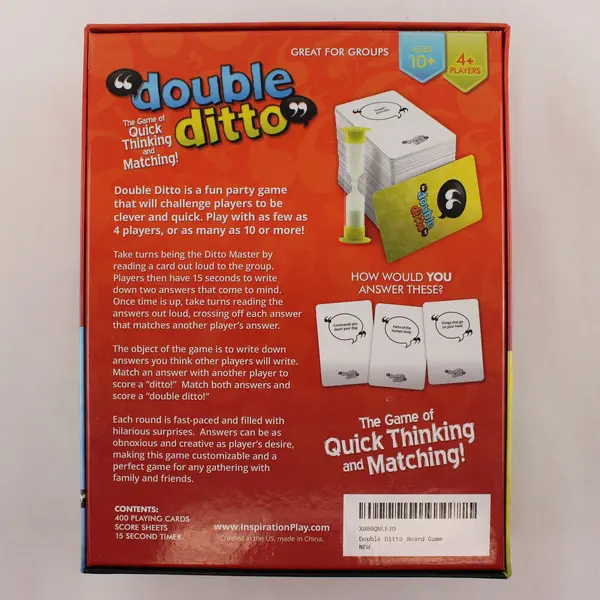 Inspiration Play Double Ditto Card Party Game Quick Thinking Matching Used