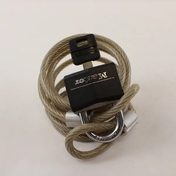 Master Lock Gray Bike Cable Lock w/ Key 5 Ft x 1/2 in Used