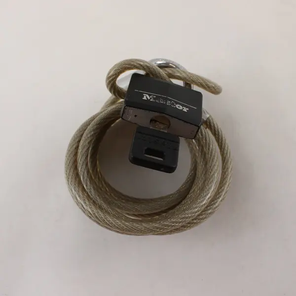 Master Lock Gray Bike Cable Lock w/ Key 5 Ft x 1/2 in Used