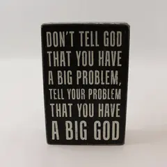 Black & White Wooden Sign Plaque, Religious Wording 6"x4" 2016 
