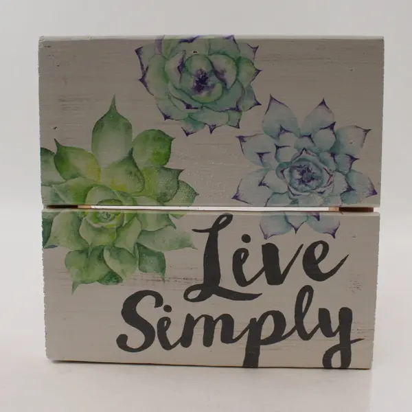 P. Graham Dunn Live Simply Floral Wooden Sign Plaque 7x7