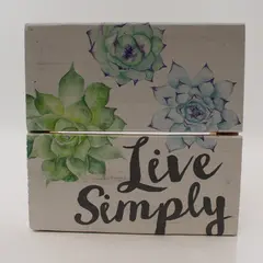 P. Graham Dunn Live Simply Floral Wooden Sign Plaque 7x7