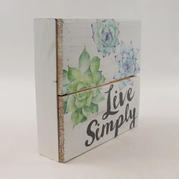 P. Graham Dunn Live Simply Floral Wooden Sign Plaque 7x7