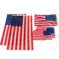 Lot of 6 Nylon US Patriotic Flags Assorted Sizes Vehicle Mount