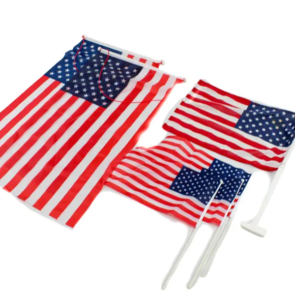 Lot of 6 Nylon US Patriotic Flags Assorted Sizes Vehicle Mount