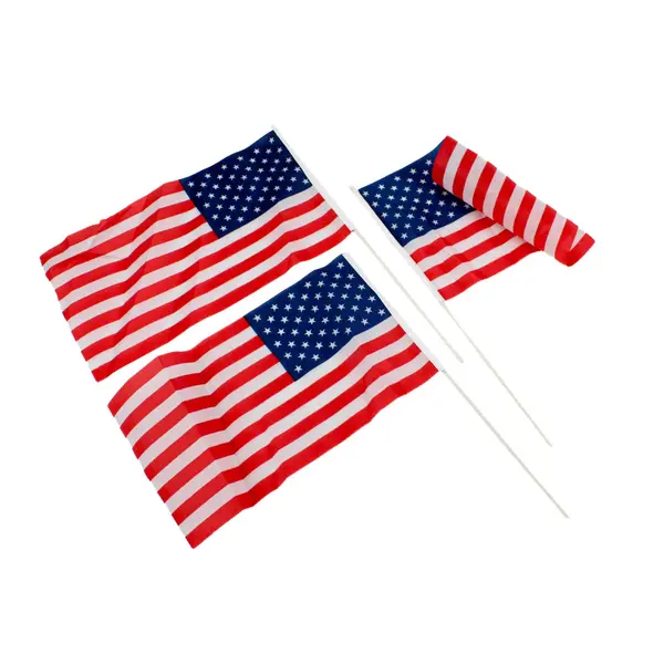 Lot of 6 Nylon US Patriotic Flags Assorted Sizes Vehicle Mount