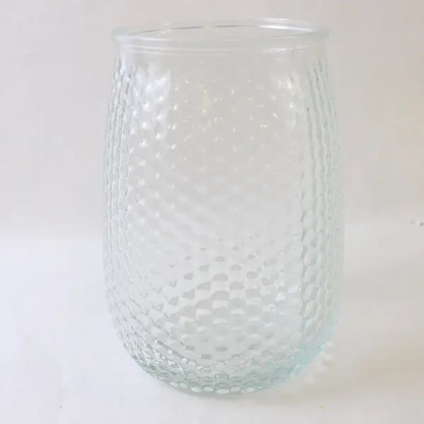 Vintage Textured Ridges Clear Glass Flower Vase 7.5''