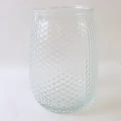 Vintage Textured Ridges Clear Glass Flower Vase 7.5''