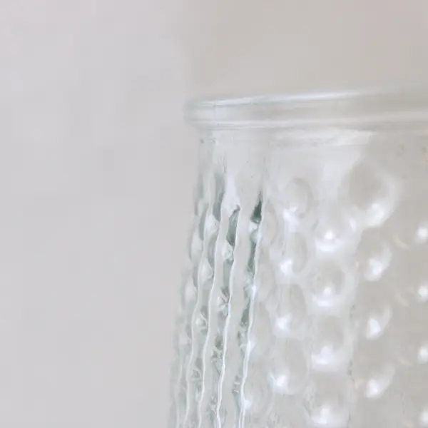 Vintage Textured Ridges Clear Glass Flower Vase 7.5''