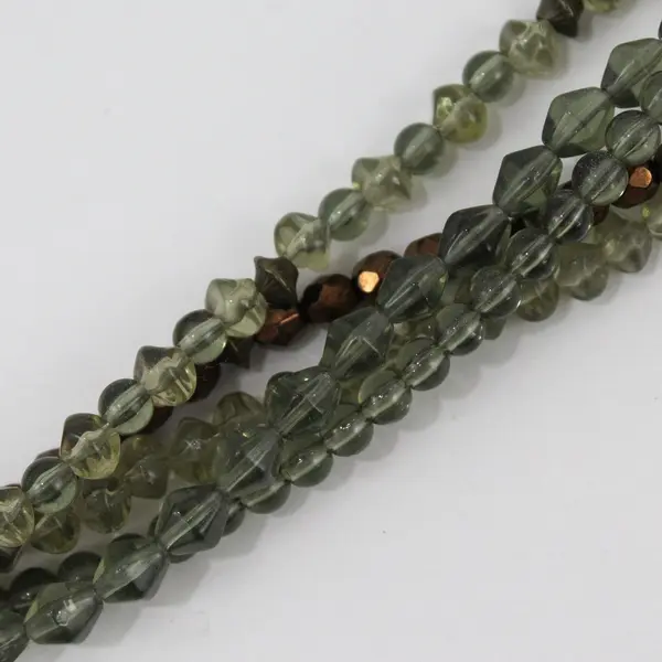 Chico's Green Brown Beaded Multi-Strand Gold-Tone Chinese Pendant Necklace 20"