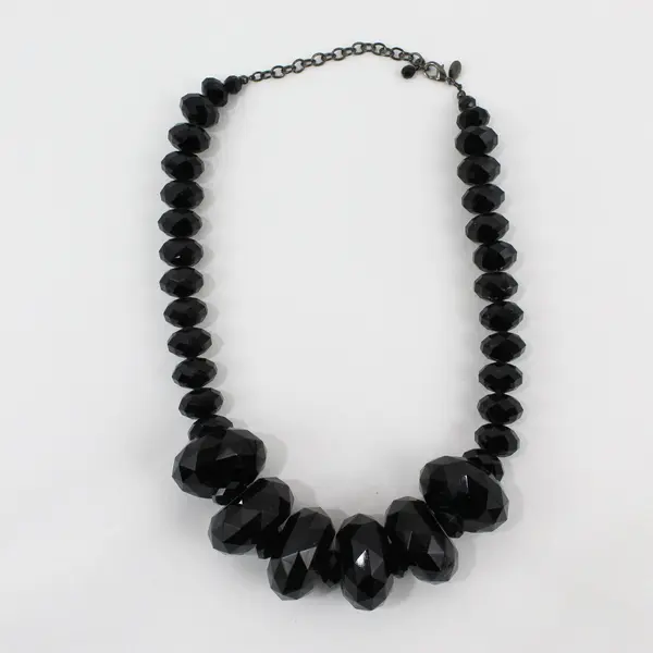 Joan Rivers Chunky Black Beaded Necklace 23"