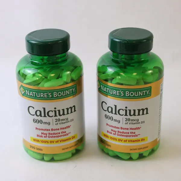 Two Bottles of 250  Nature's Bounty Calcium 600 mg Tablets - Sealed