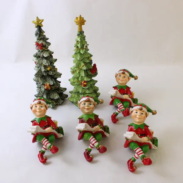 Six Rite Aid Home for the Holidays Christmas Decorations - 4 Elves and 2 Trees