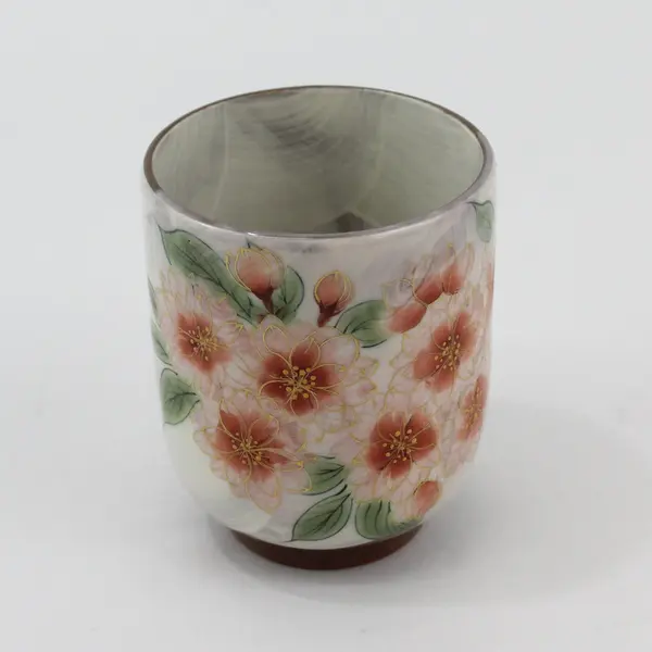 Kyo Ware Kiyomizu Yaki Ceramic  Cherry Blossoms Tea Cup Made In Japan