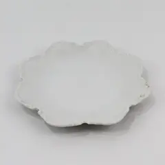 Scalloped Edge Floral Shaped White Ceramic Salad Plate 8.5" Japan